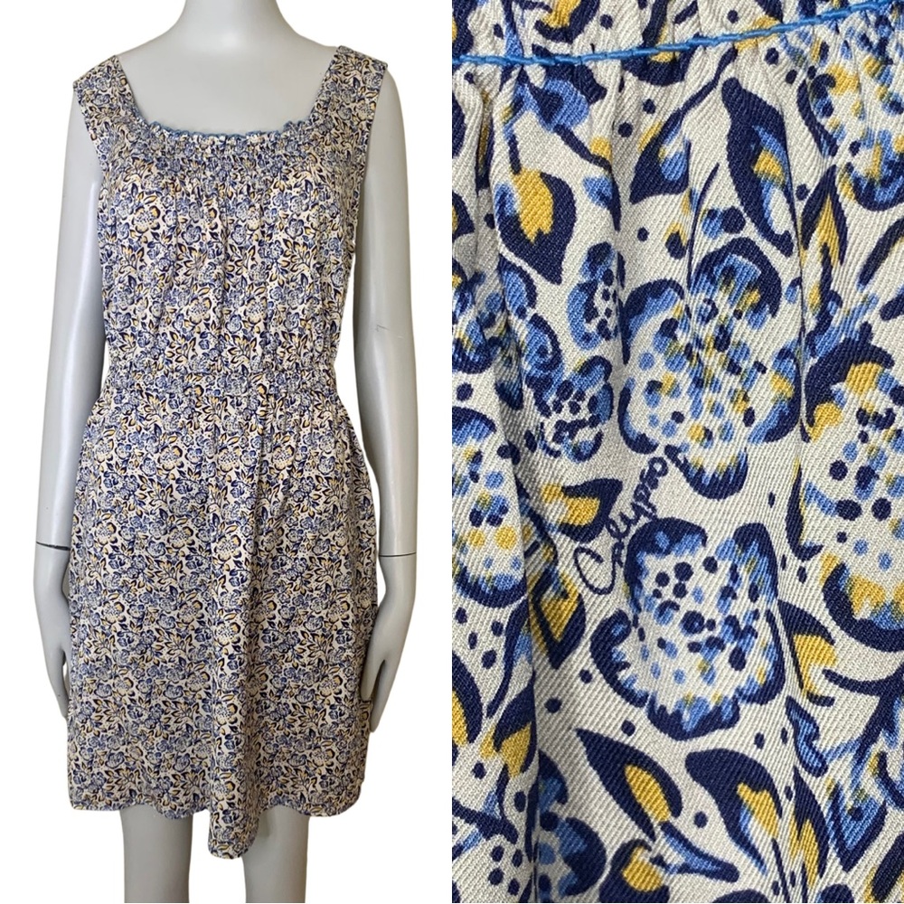 Calypso St. Barth Blue and Yellow Floral Mini Dress